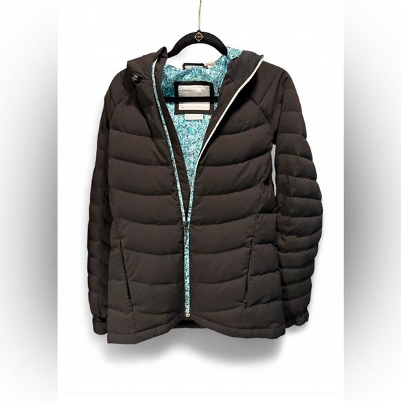 O'Neill Women's Black Puffer Jacket with Blue Lining - Picture 1 of 8